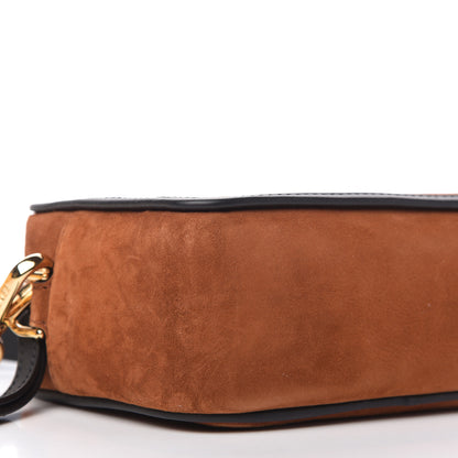 Fendi Suede Goatskin Stamp Patch Mini Camera Case Cuoio Black 6 of 11