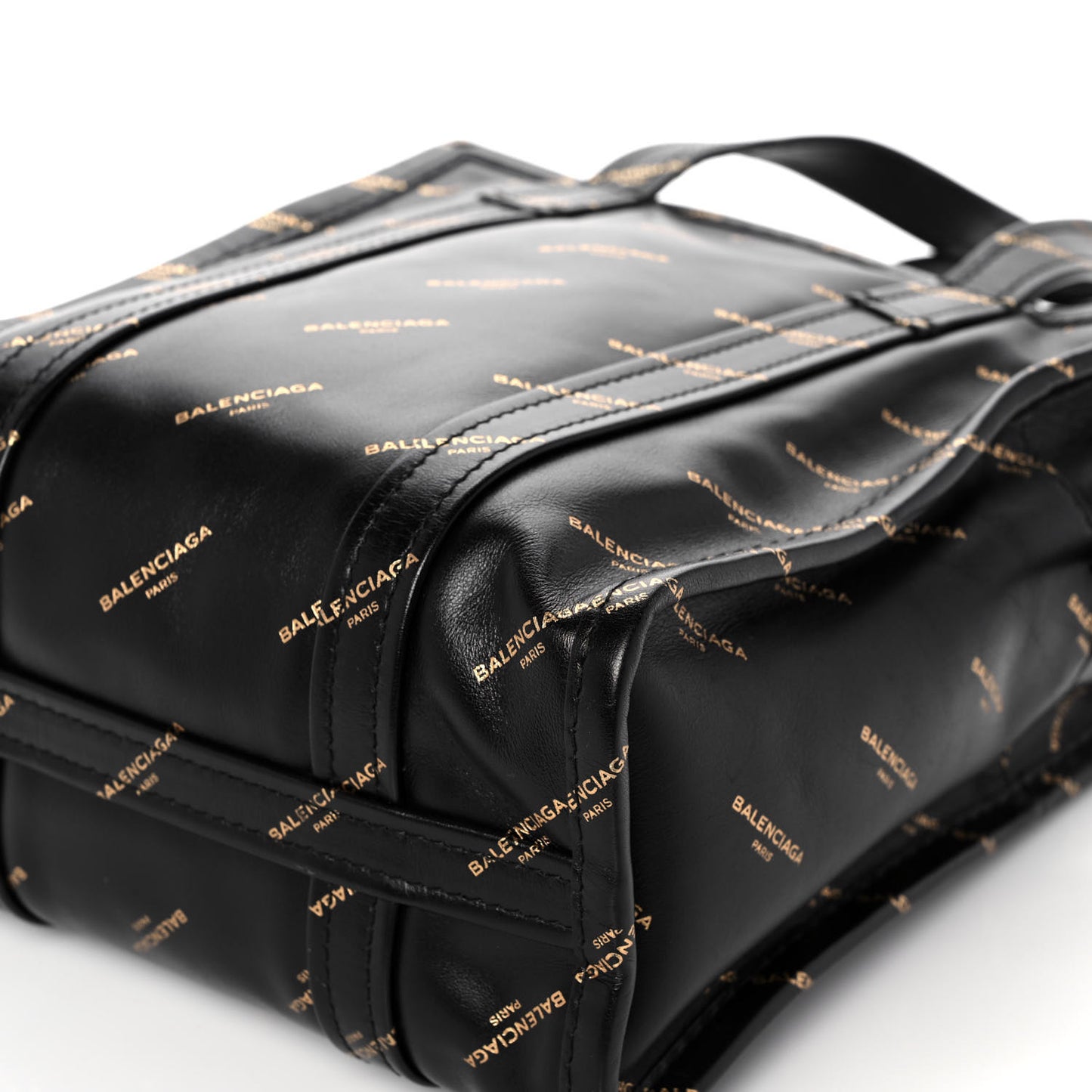 Calfskin Allover Logo XS Bazar Shopper Tote Black Gold