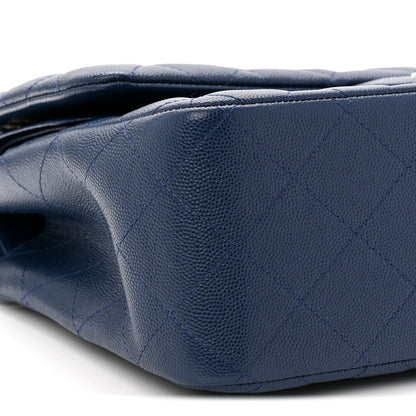 Chanel Caviar Quilted Jumbo Double Flap Navy Blue 9 of 11