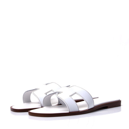 Hermes Box Calfskin Oran Sandals 37.5 White 4 of 10
