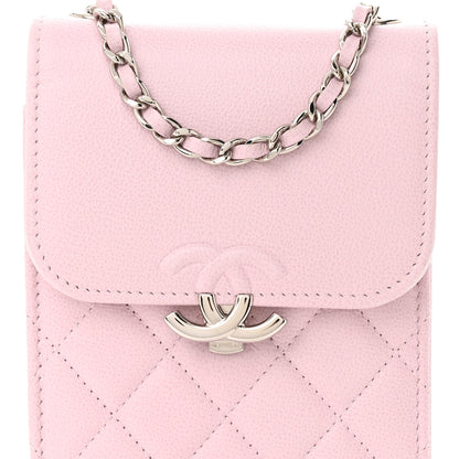 Chanel Grained Calfskin Quilted CC Box Clutch With Chain Rose 9 of 12