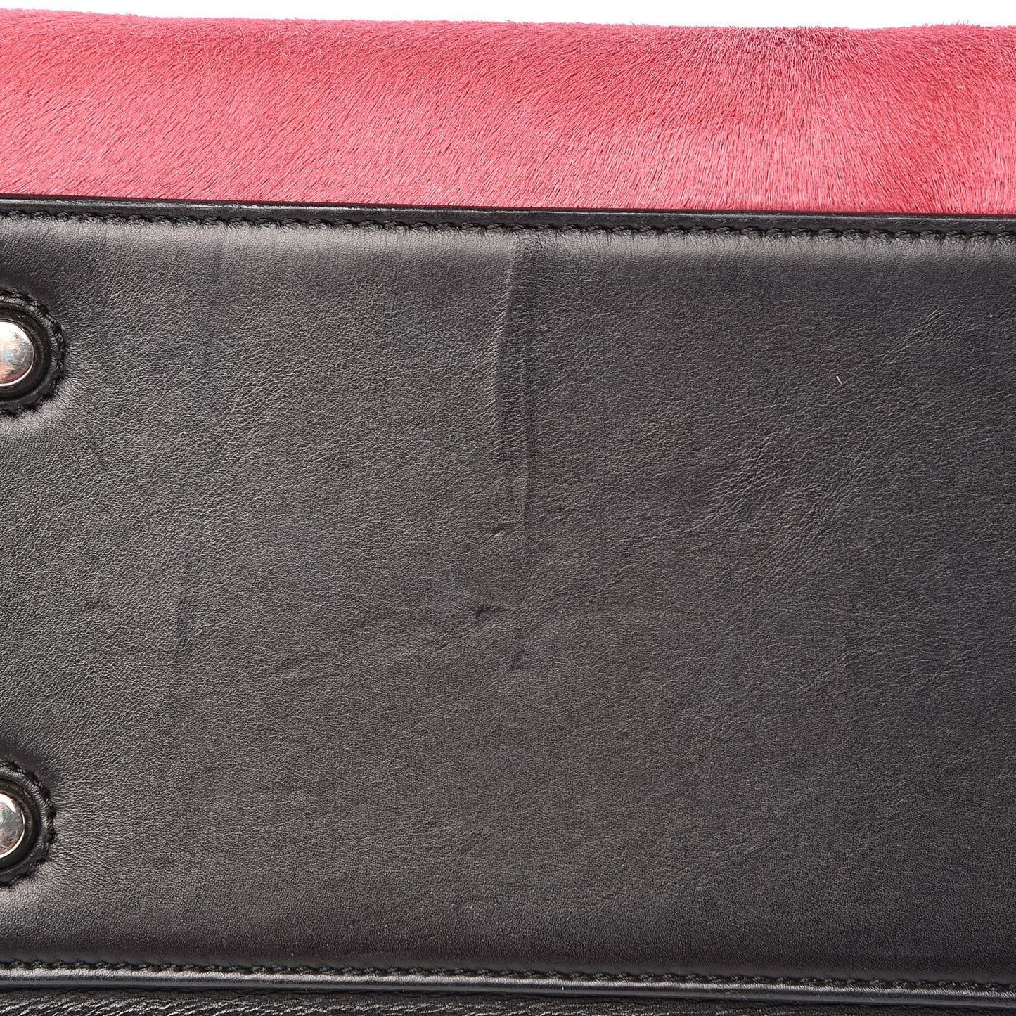 Pony Hair Calfskin Small Tri-Color Edge Shoulder Bag Pink