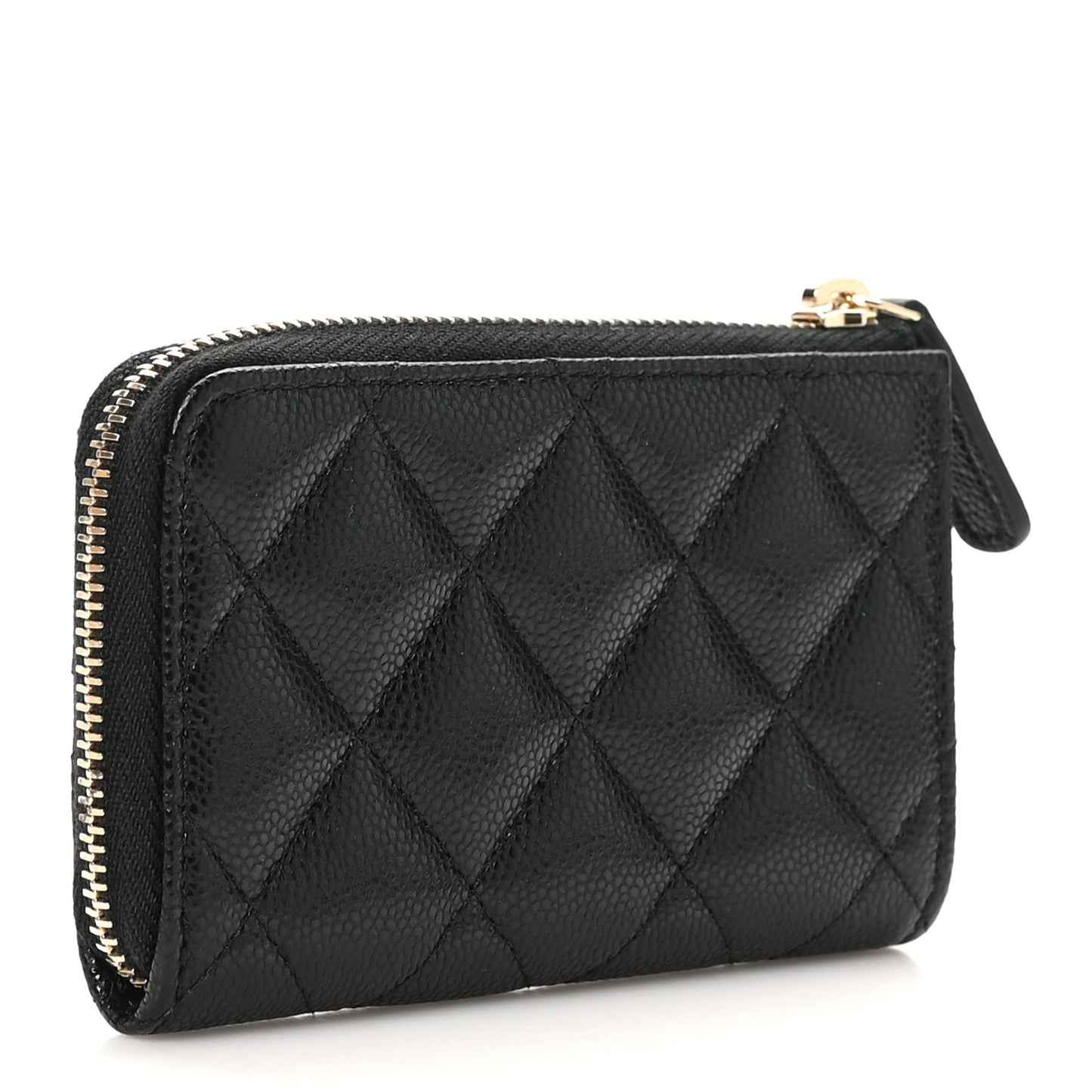 Caviar Quilted Zipped Key Holder Case Black