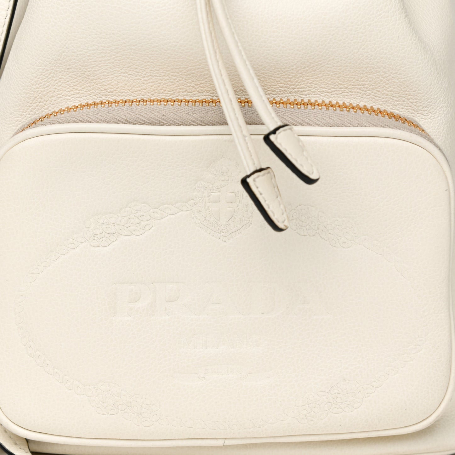 Glace Calfskin Logo Mini Bucket Crossbody Bag White