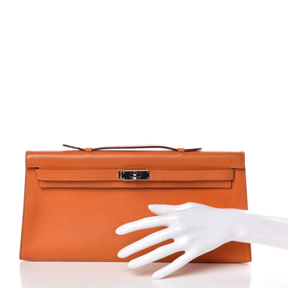 Hermes Swift Kelly Cut Clutch Pochette Orange 2 of 9