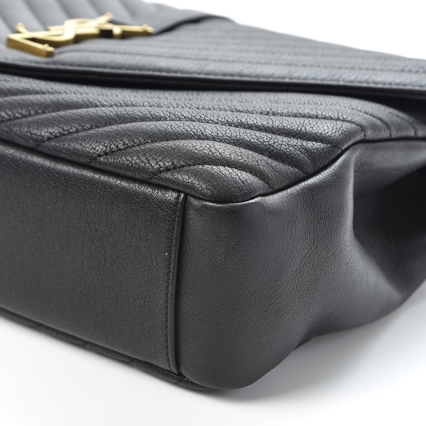 Sheepskin Matelasse Chevron Monogram Large College Satchel Black