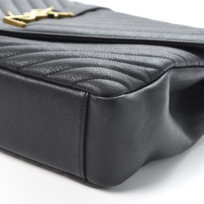 Saint Laurent Sheepskin Matelasse Chevron Monogram Large College Satchel Black 6 of 9