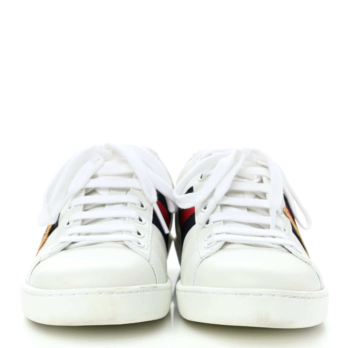 Calfskin Nappa Web LOVED Embroidered Womens Ace Sneakers 36 White Red Flame Notte