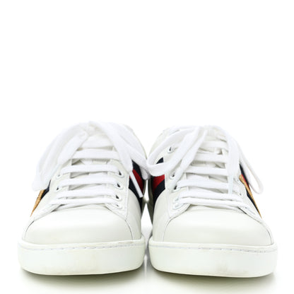 Gucci Calfskin Nappa Web LOVED Embroidered Womens Ace Sneakers 36 White Red Flame Notte 2 of 11