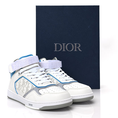 Christian Dior Smooth Calfskin Oblique Galaxy Perforated Mens B27 Mid Top Sneakers 44 Grey Blue 8 of 8