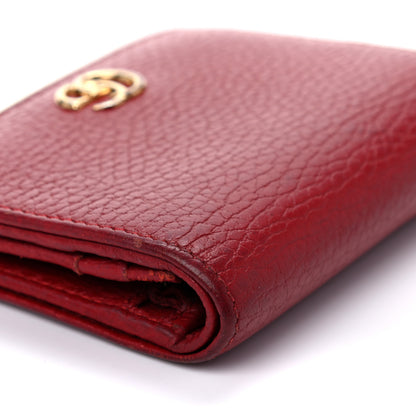 Gucci Pebbled Calfskin GG Marmont Card Case Hibiscus Red 10 of 11