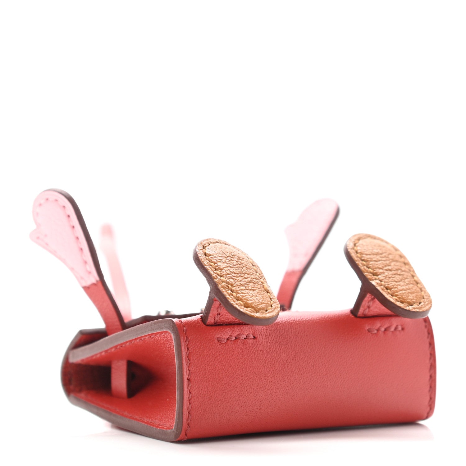 Hermes Tadelakt Chevre Mysore Kelly Quelle Idole Bag Charm Rose Sakura Sanguine Nata Sesame 3 of 6