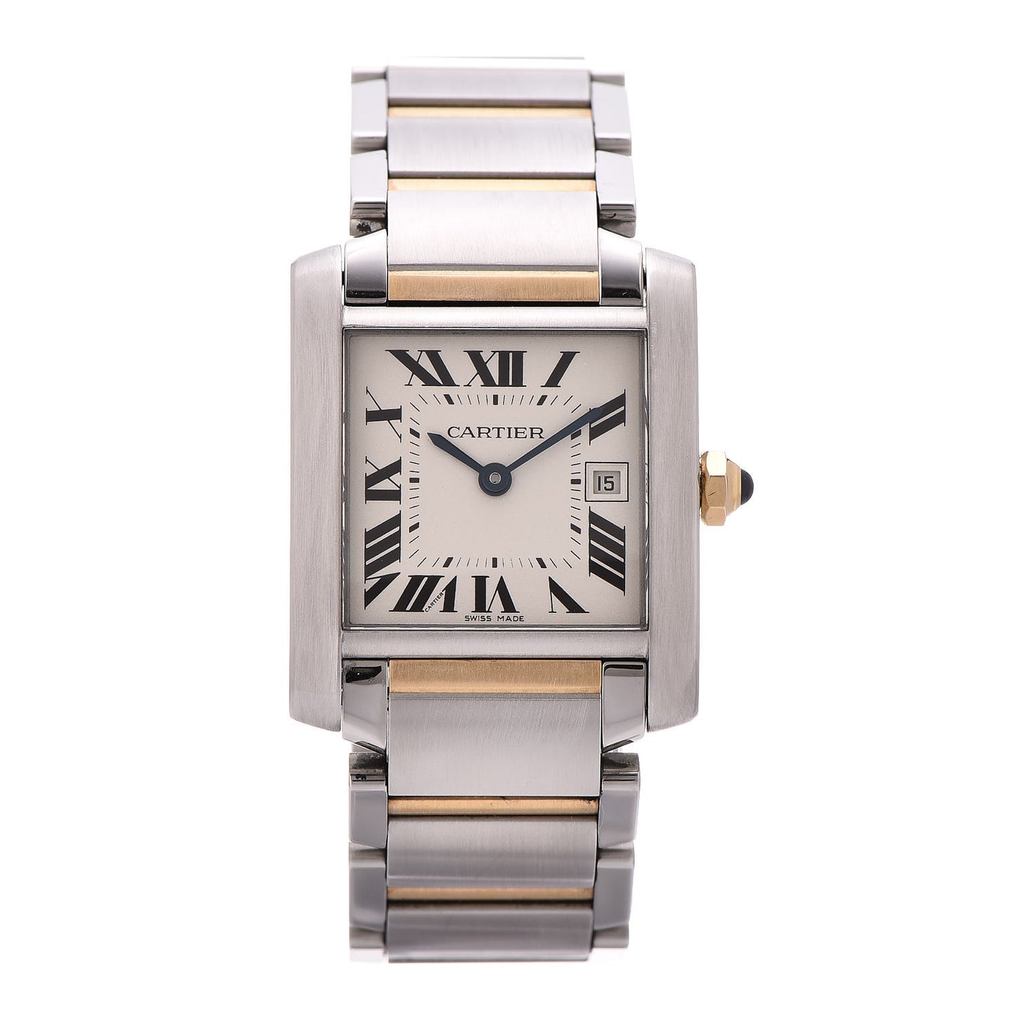 Stainless Steel 18K Yellow Gold 25mm Tank Francaise Quartz Watch