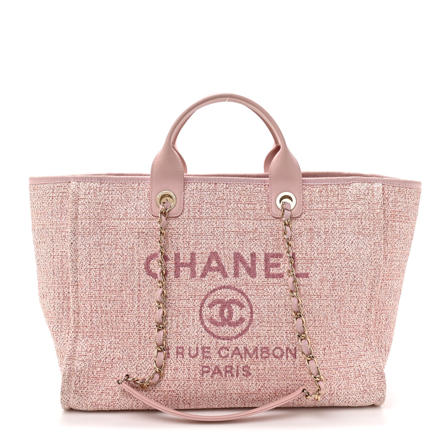 Chanel Lurex Boucle Deauville Medium Tote  Pink 1 of 13