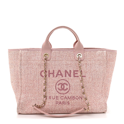 Chanel Lurex Boucle Deauville Medium Tote  Pink 1 of 13