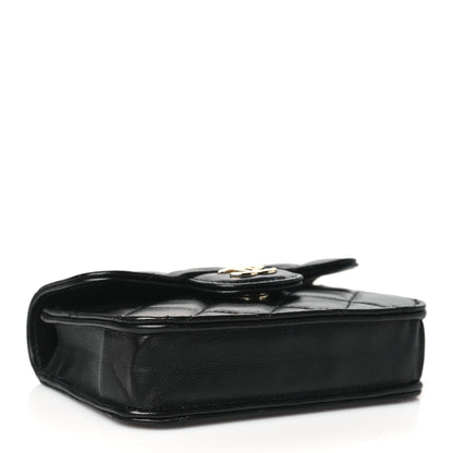 Chanel Lambskin Quilted Top Handle Flap Coin Purse With Chain Black 4 of 12