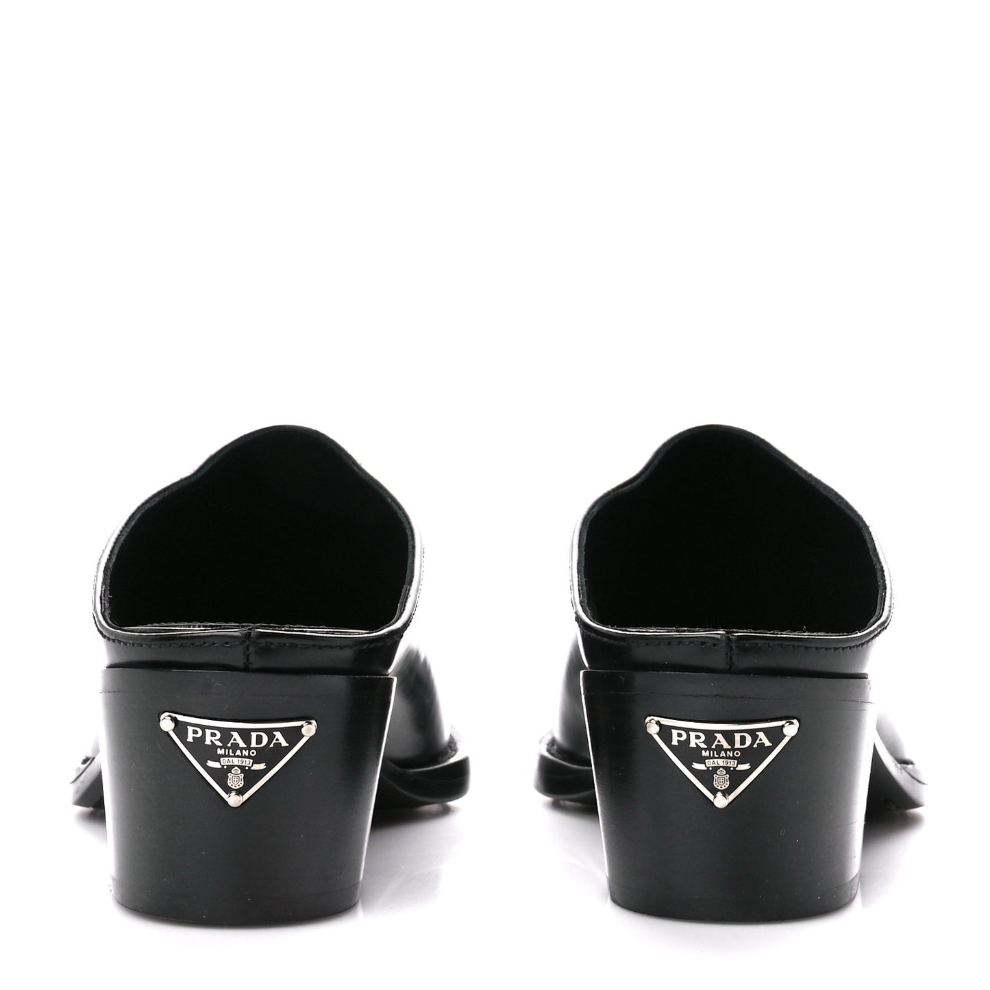 Spazzolato Metal Triangle Logo Texano Pointed Toe 55mm Mules 36.5 Black