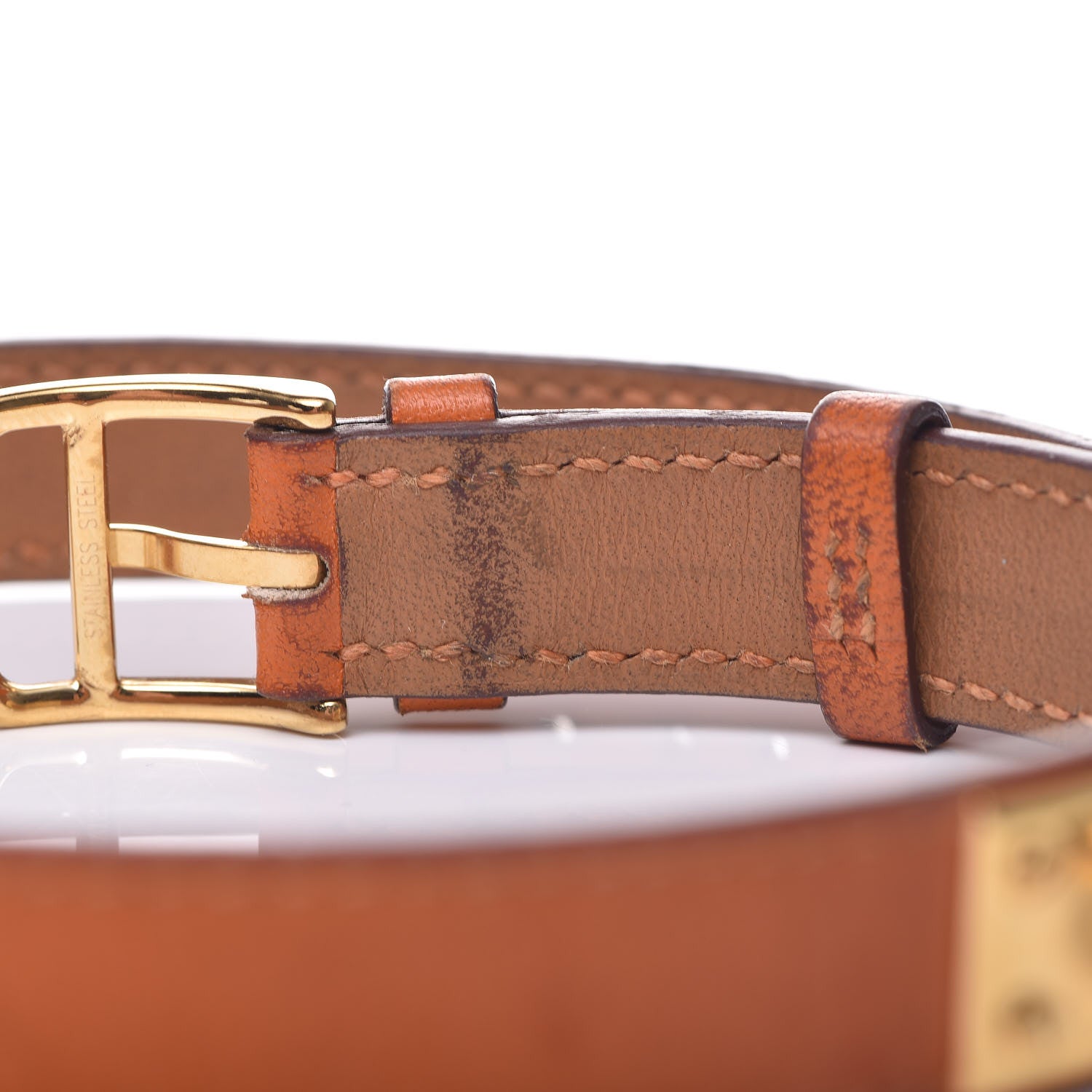 Hermes Stainless Steel Swift 20mm Kelly Cadena Double Tour Quartz Watch Orange 8 of 10