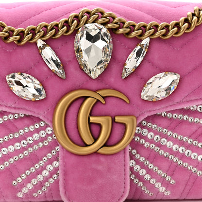 Gucci Velvet Matelasse Marquise Crystals Embroidered Small GG Marmont Shoulder Bag Malva 8 of 10