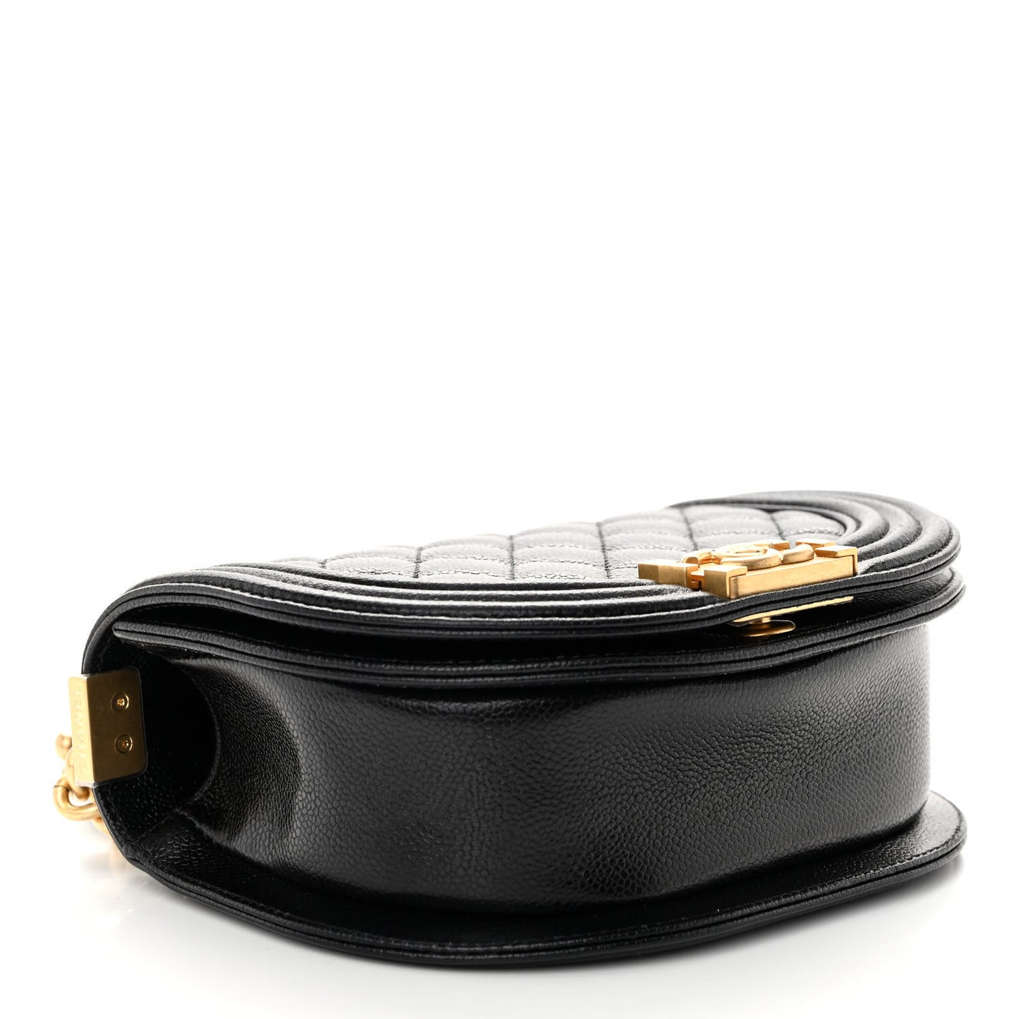 Caviar Quilted Small Boy Messenger Bag Black