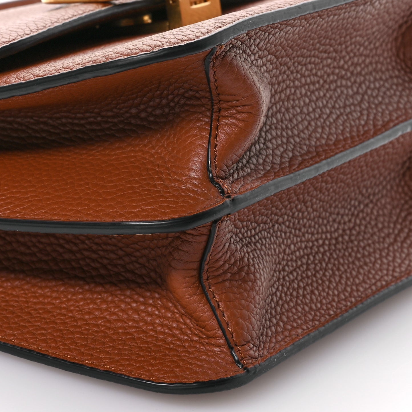 Grained Calfskin Large VSling Shoulder Bag Saddle Brown