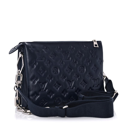Louis Vuitton Lambskin Embossed Monogram Coussin PM Navy 3 of 10