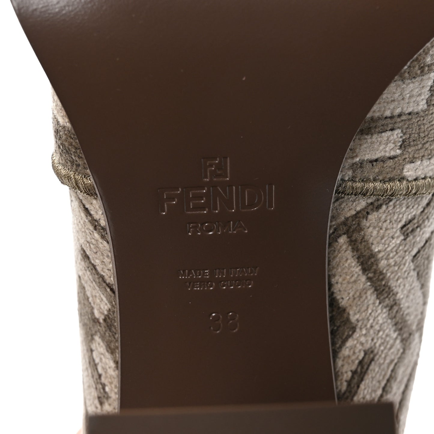 Chenille Jacquard FF 110mm Cut Baguette Knee Boots 38 Tortora Nuvola