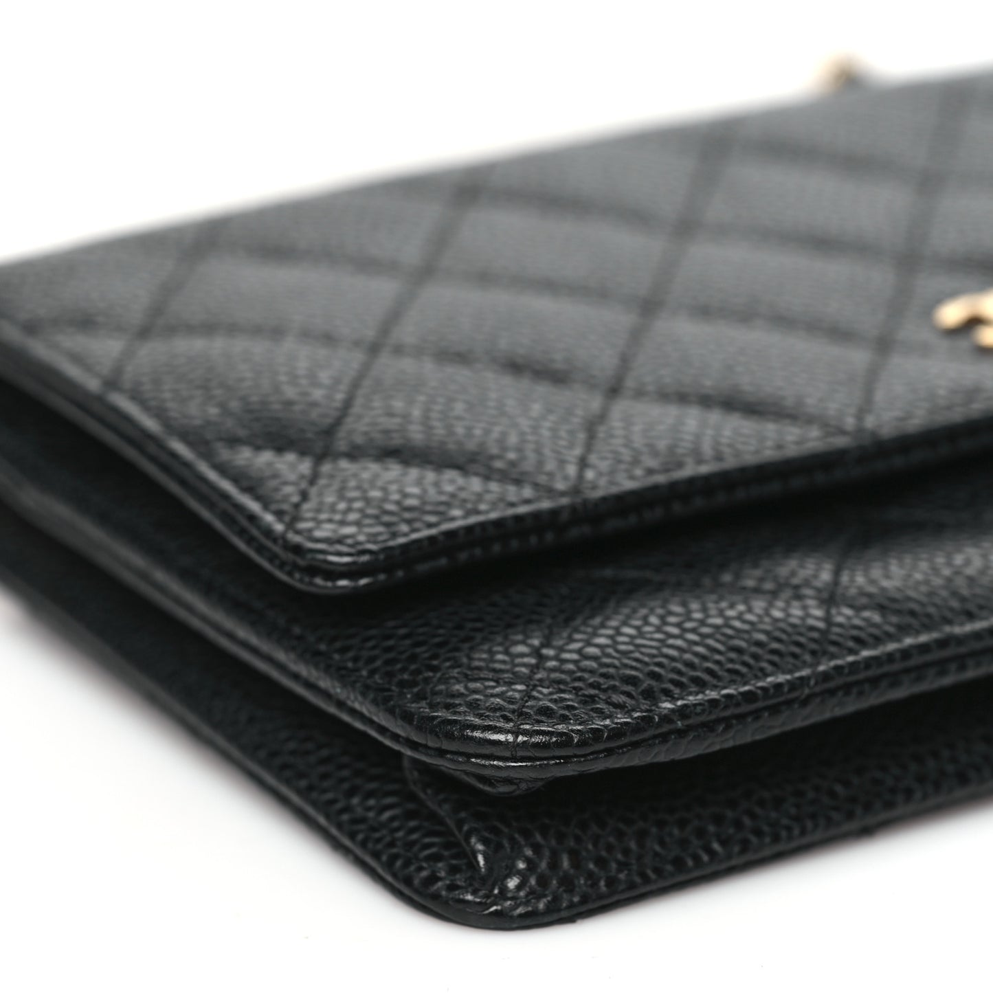 Caviar Quilted Wallet on Chain WOC Black