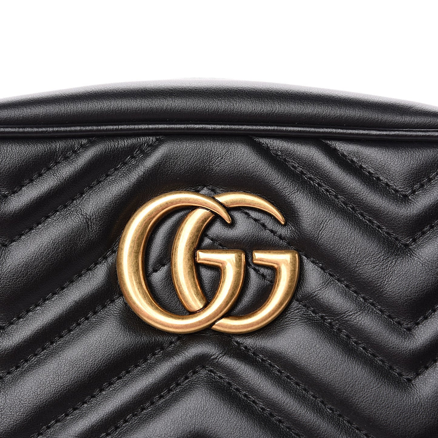 Calfskin Matelasse Small GG Marmont Chain Shoulder Bag Black