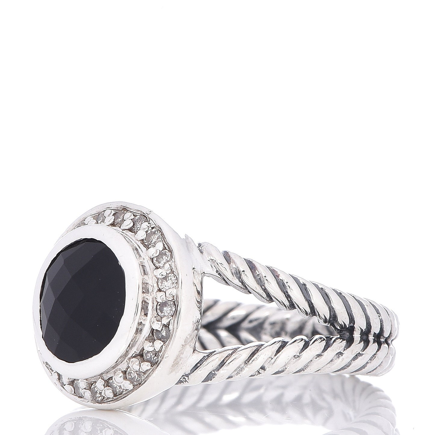 Sterling Silver Diamond Black Onyx 8mm Petite Cerise Ring 52 6
