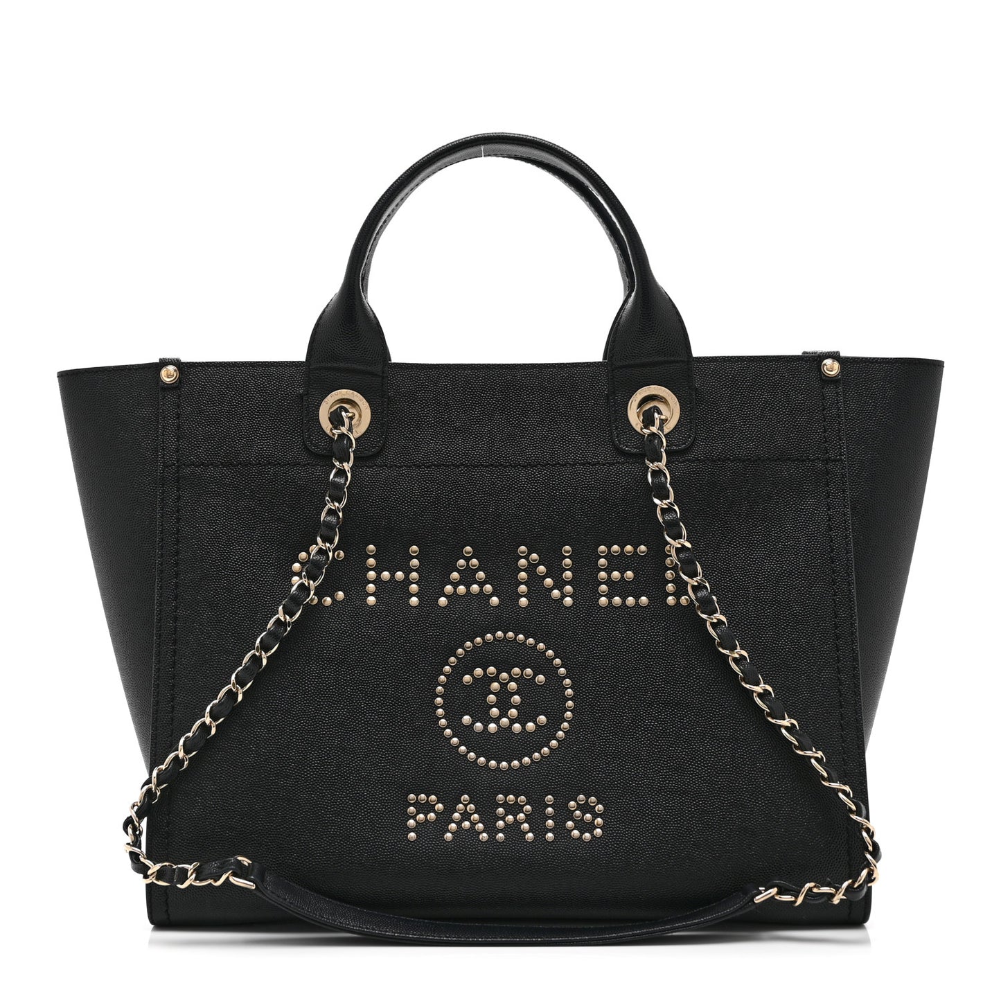 Caviar Small Studded Deauville Tote Black