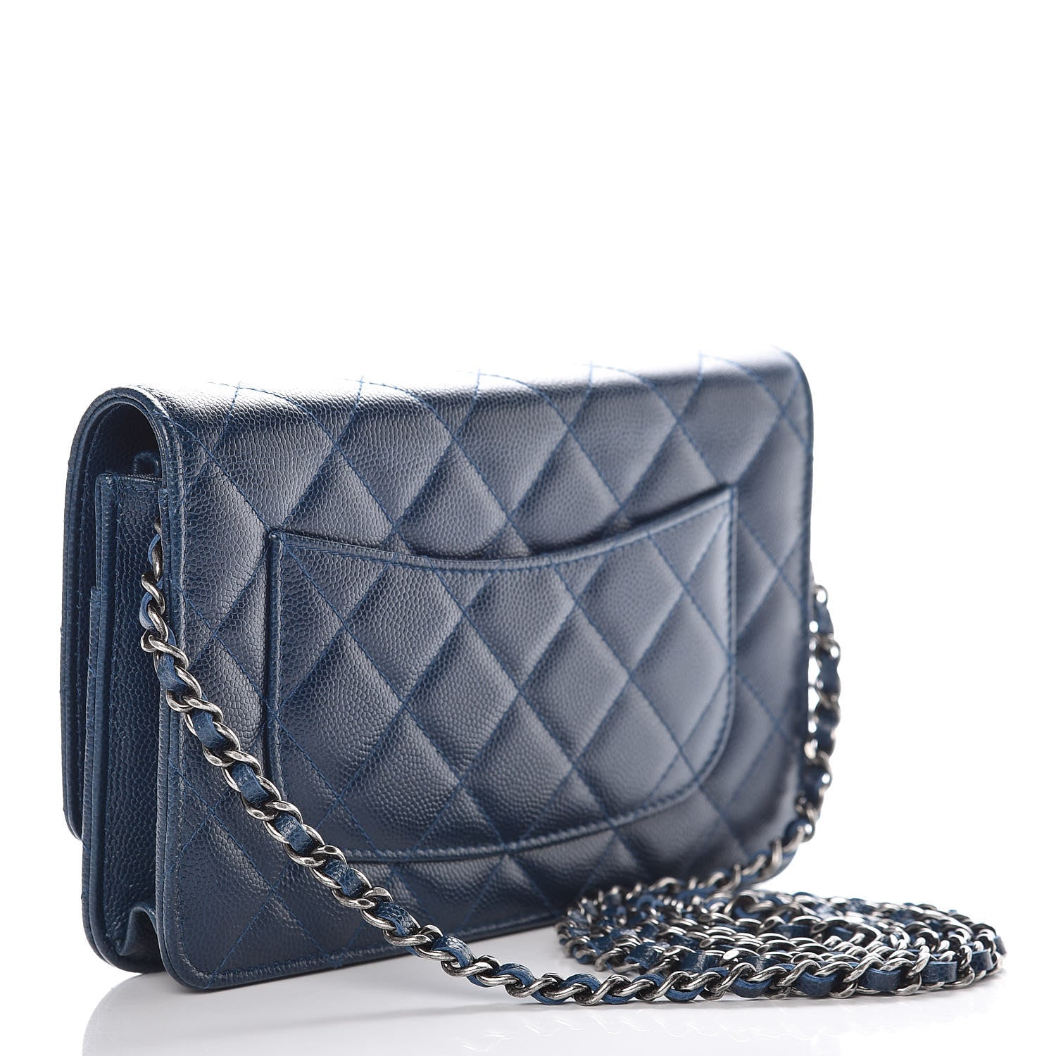 Chanel Caviar Quilted Wallet On Chain WOC Blue 3 of 10