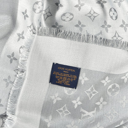 Louis Vuitton Wool Silk Monogram Denim Shawl Grey 3 of 3
