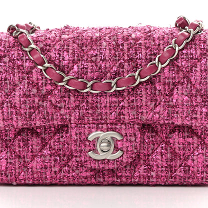 Chanel Metallic Tweed Quilted Mini Rectangular Flap Pink 8 of 11