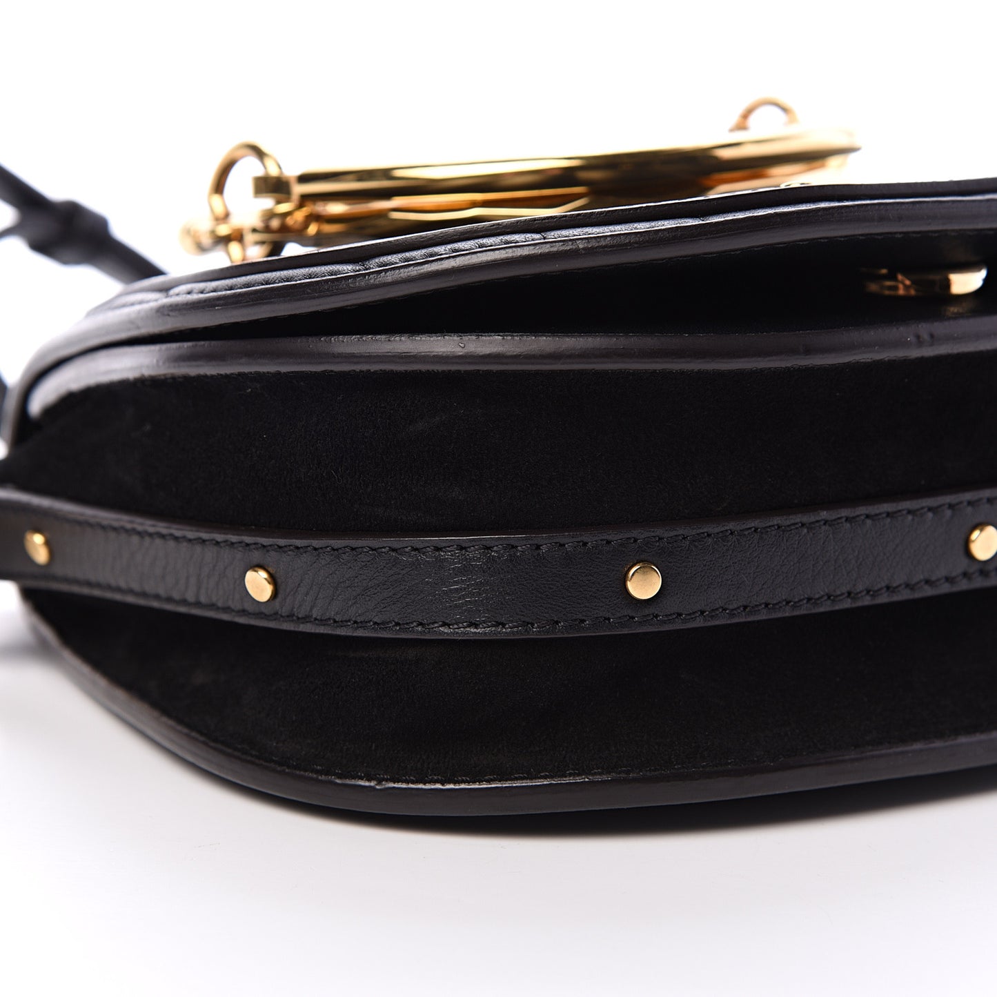 Calfskin Suede Quilted Small Nile Bracelet Bag Black