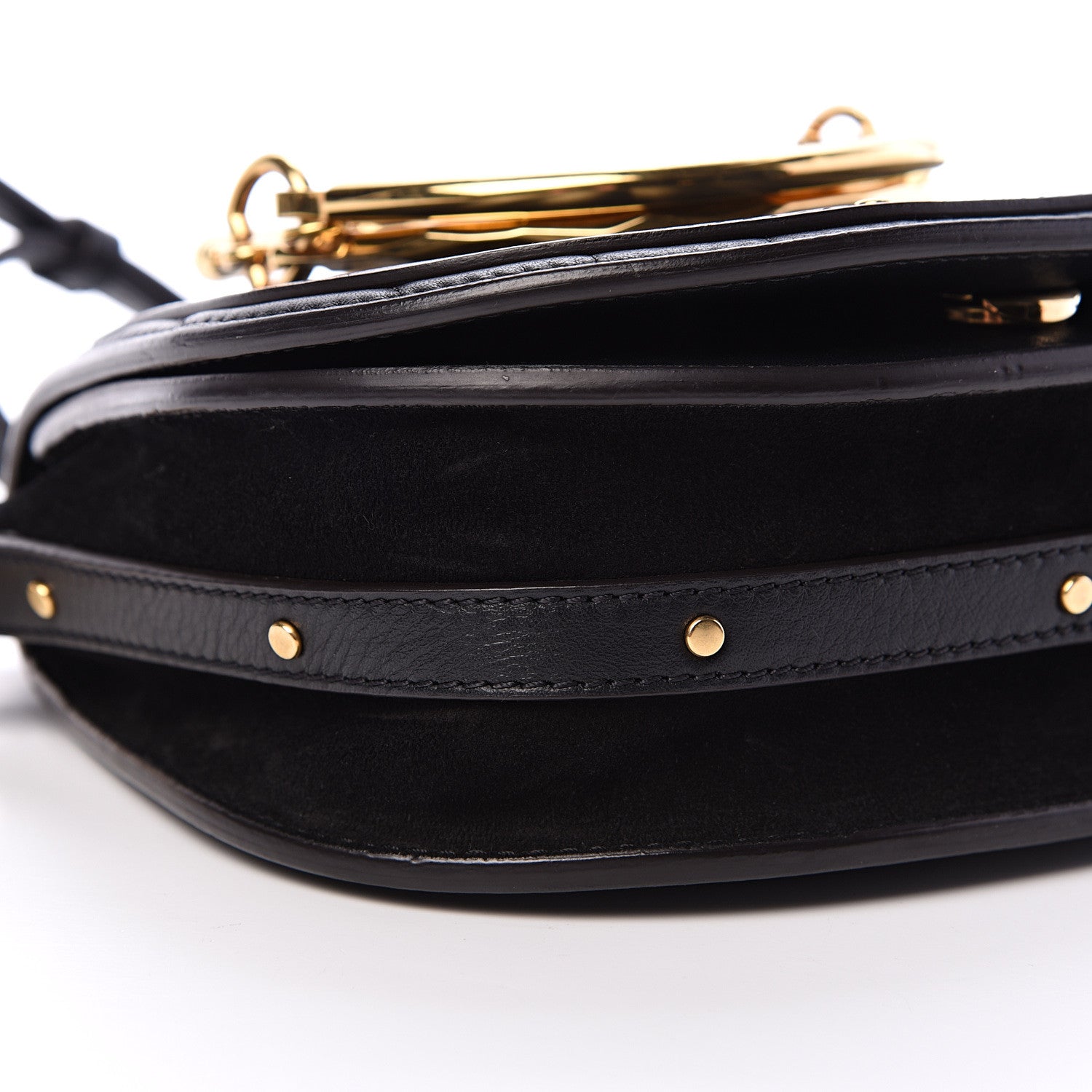 Chloe Calfskin Suede Quilted Small Nile Bracelet Bag Black 9 of 11