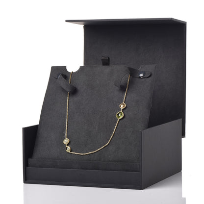 David Yurman 18K Yellow Gold Prasiolite Hematite Peridot Garnet Chatelaine Station Necklace 6 of 6