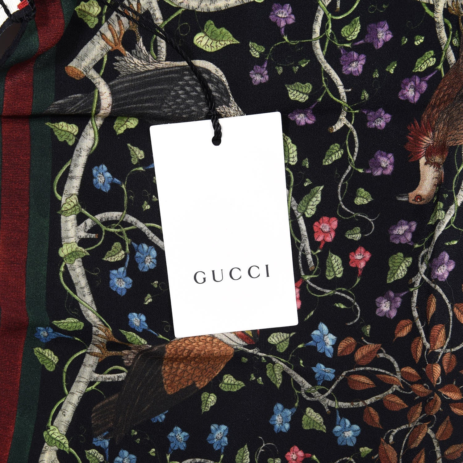 Gucci Silk Floral Condor Square Handkerchief Black 6 of 6