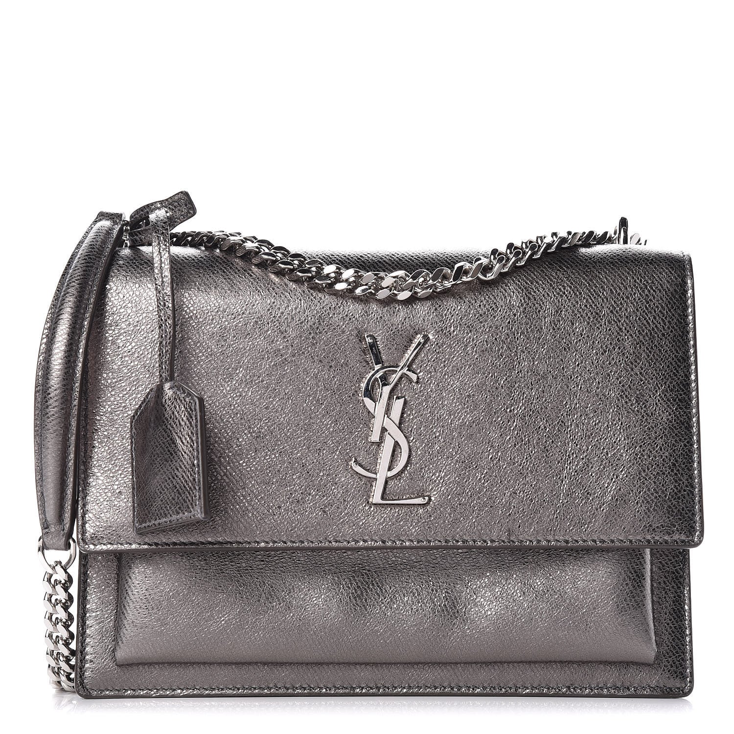Saint Laurent Metallic Grained Calfskin Medium Monogram Sunset Dark Silver 1 of 12