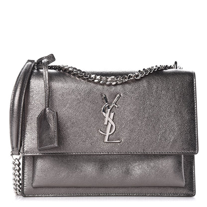 Saint Laurent Metallic Grained Calfskin Medium Monogram Sunset Dark Silver 1 of 12