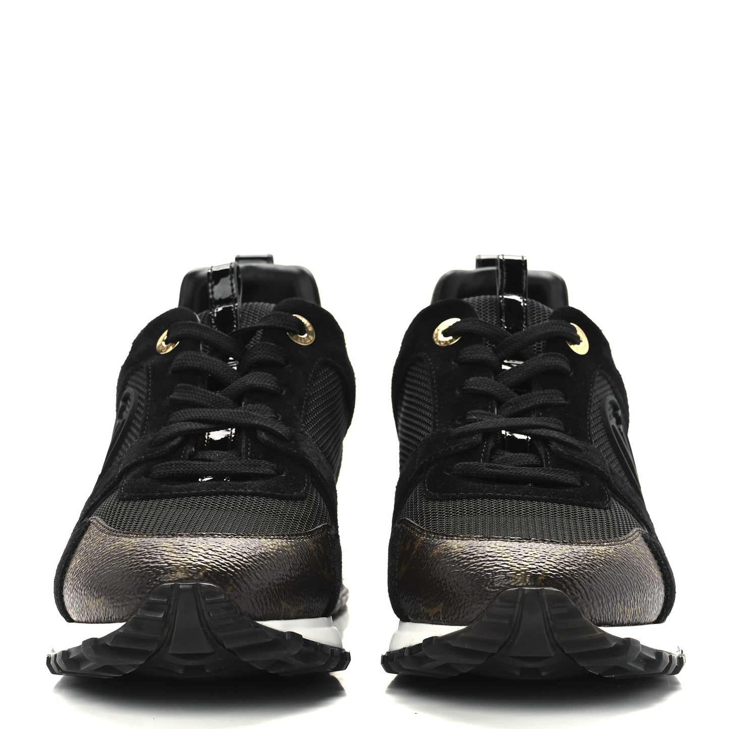 Suede Monogram Run Away Sneakers 38 Black