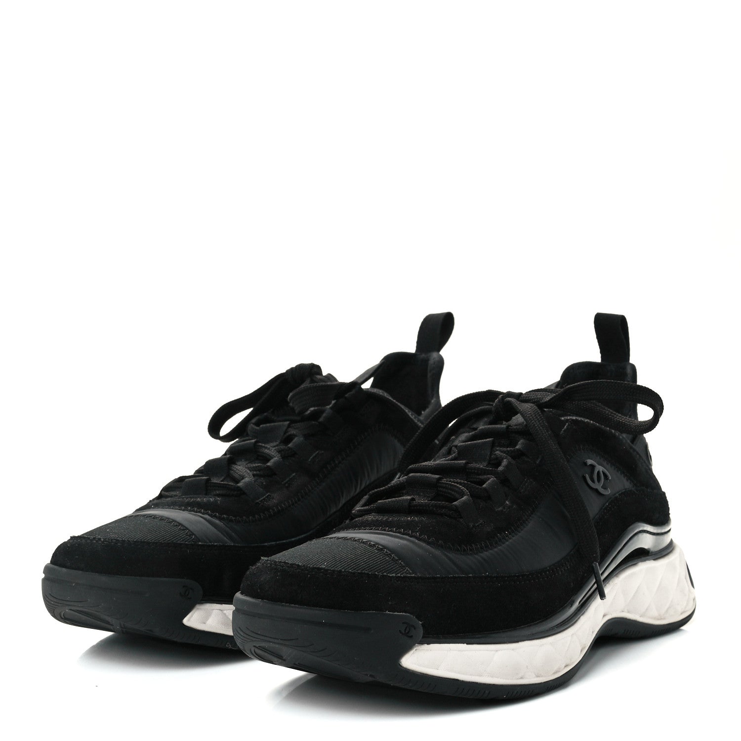 Chanel Velvet Calfskin Mixed Fibers CC Sneakers 41.5 Black 2 of 11