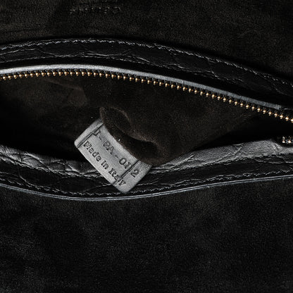 Celine Crocodile Embossed Small Phantom Luggage Black 7 of 7