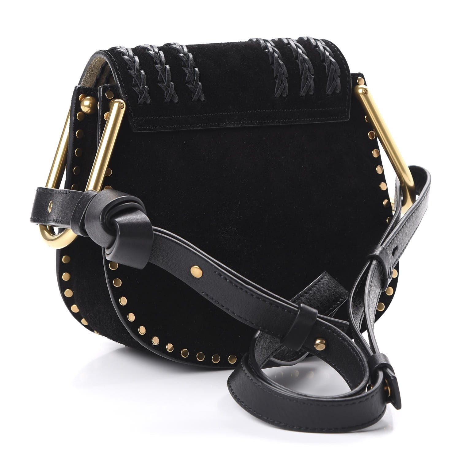 Chloe Suede Calfskin Braided Mini Hudson Shoulder Bag Black 3 of 9