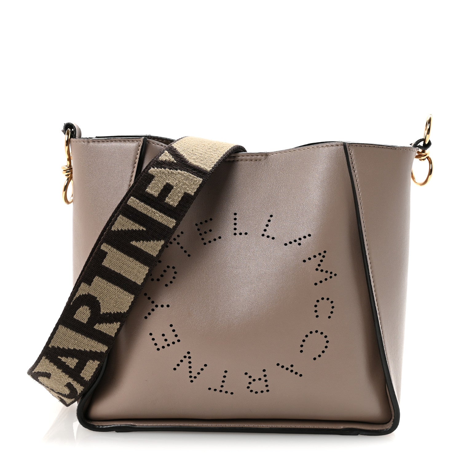 Stella McCartney Eco Alter Nappa Perforated Logo Mini Crossbody Dark Taupe 1 of 9