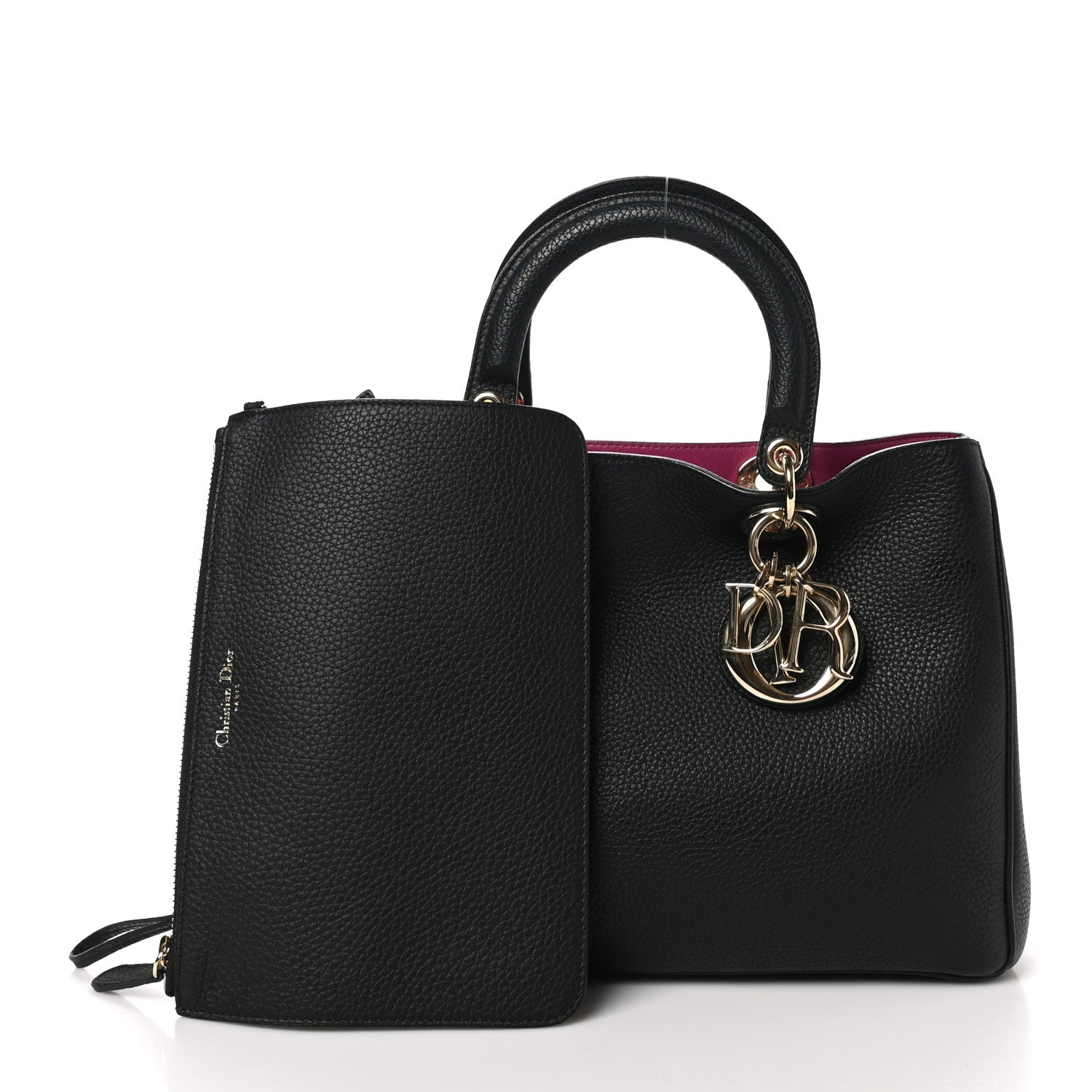 Christian Dior Bullcalf Medium Diorissimo Tote Black Rose Indien 3 of 10