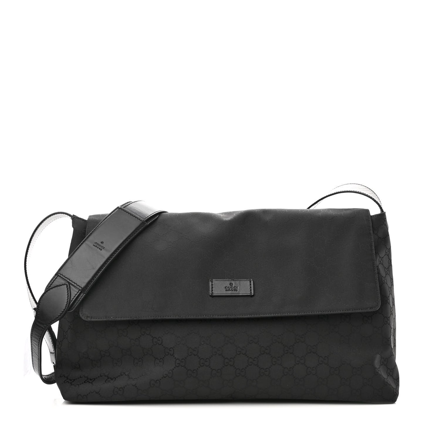 GG Monogram Flap Messenger Bag Black