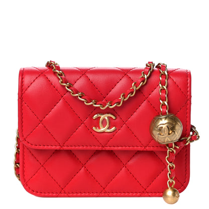 Chanel Lambskin Quilted Pearl Crush Clutch With Chain Red 1 of 11
