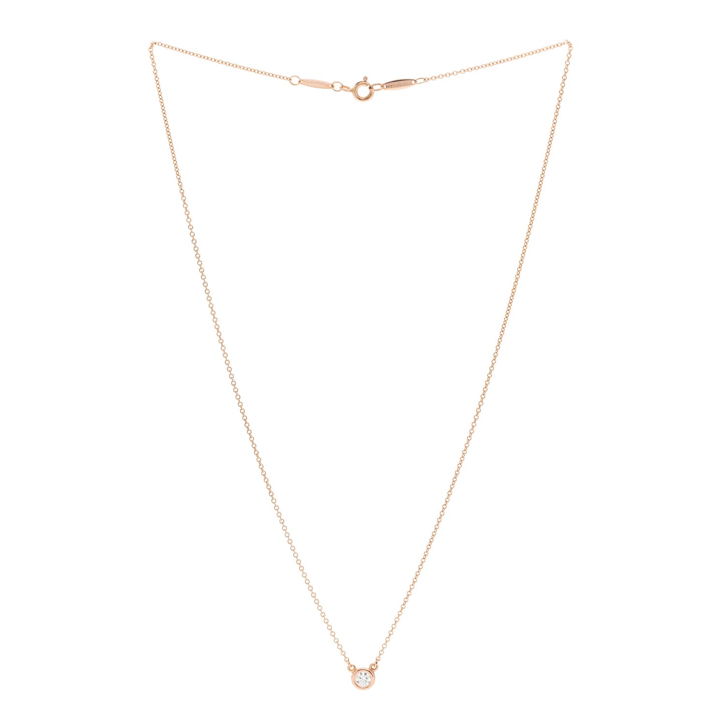 18K Rose Gold Diamond .17ct Elsa Peretti Diamonds by the Yard Pendant Necklace