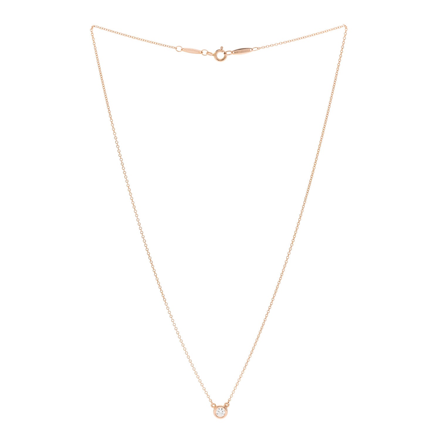 Tiffany 18K Rose Gold Diamond .17ct Elsa Peretti Diamonds by the Yard Pendant Necklace 3 of 6